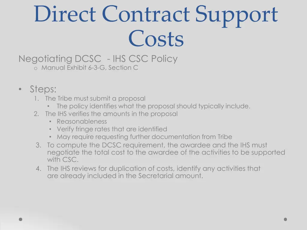 direct contract support costs negotiating dcsc