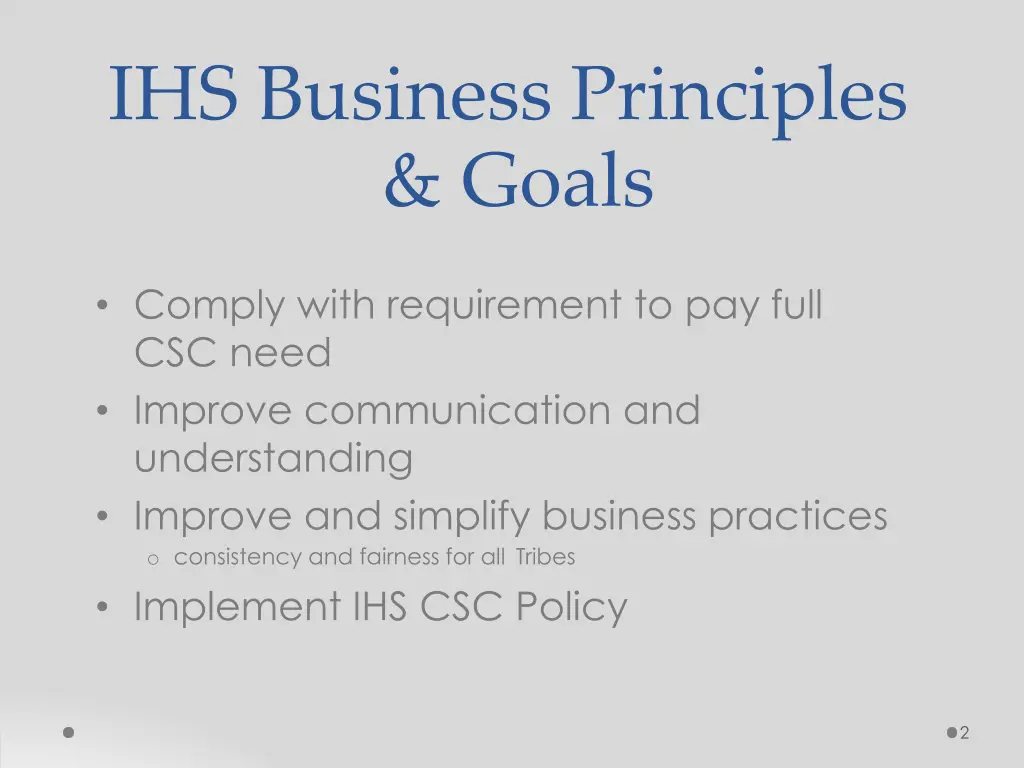 ihs business principles goals