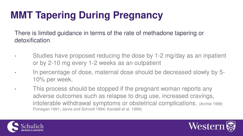 mmt tapering during pregnancy