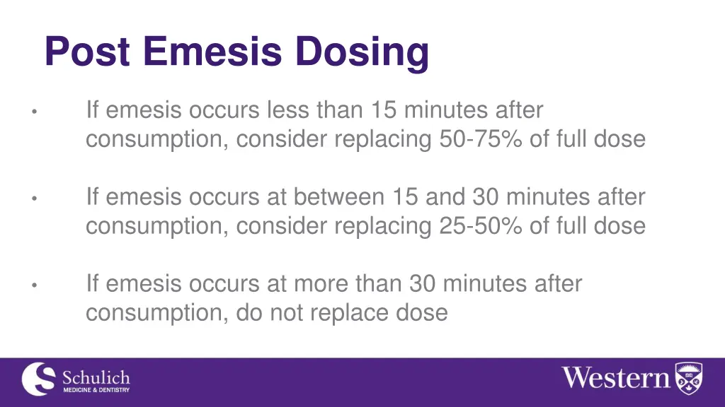 post emesis dosing