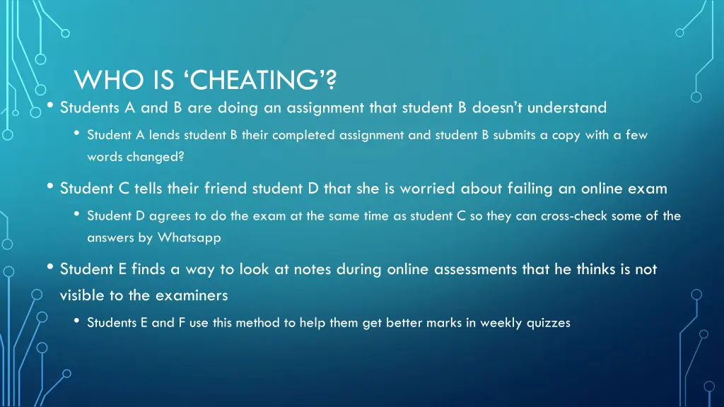 who is cheating students a and b are doing