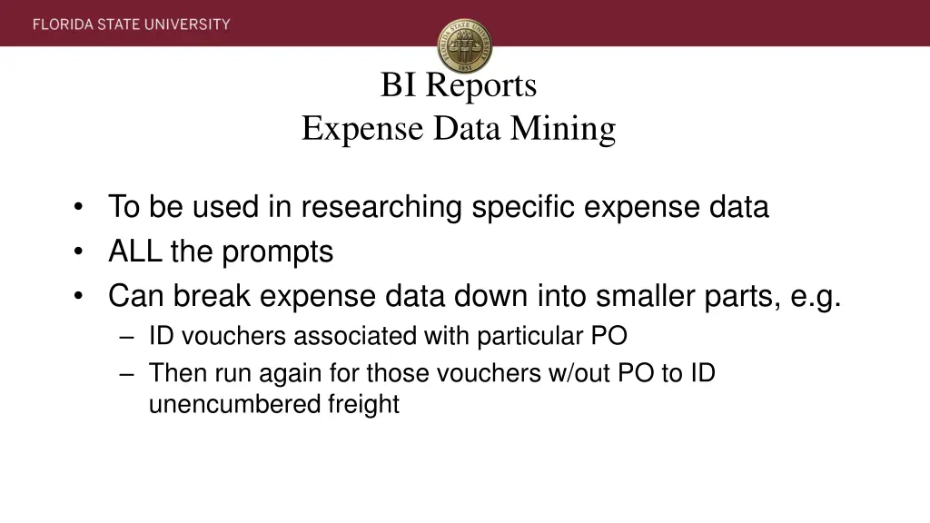 bi reports expense data mining