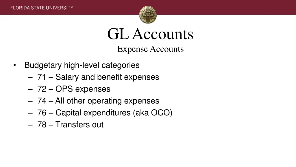 gl accounts expense accounts