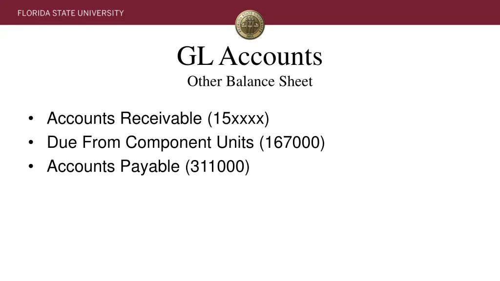 gl accounts other balance sheet