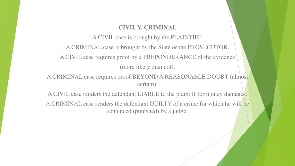 civil v criminal a civil case is brought