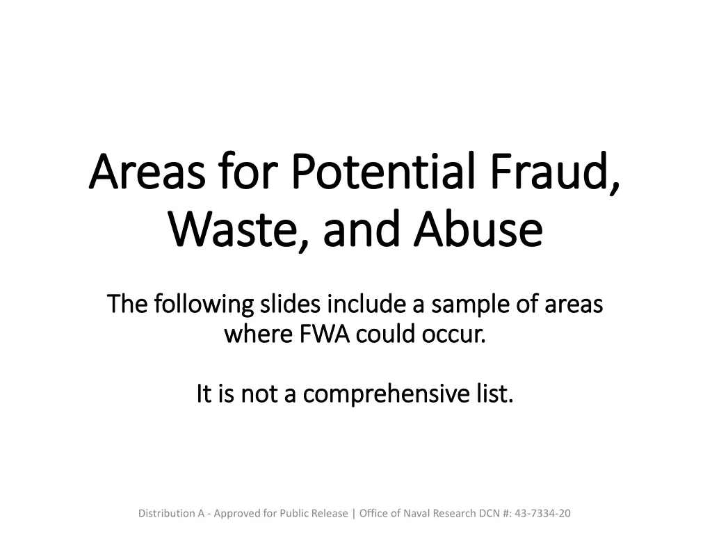 areas for potential fraud areas for potential