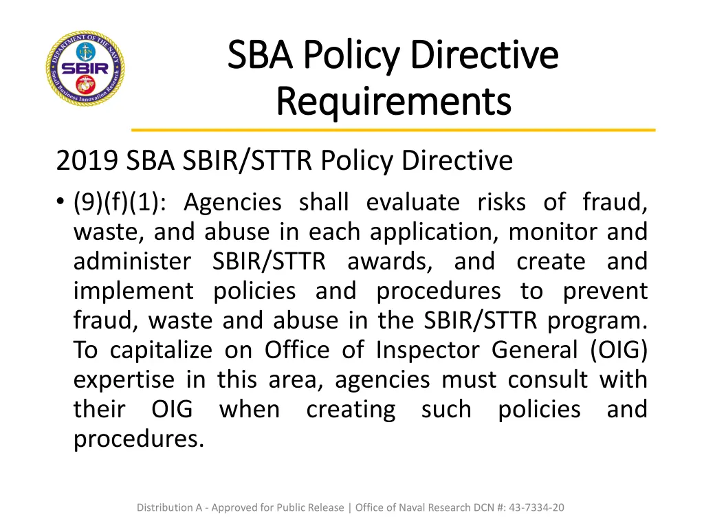 sba policy directive sba policy directive