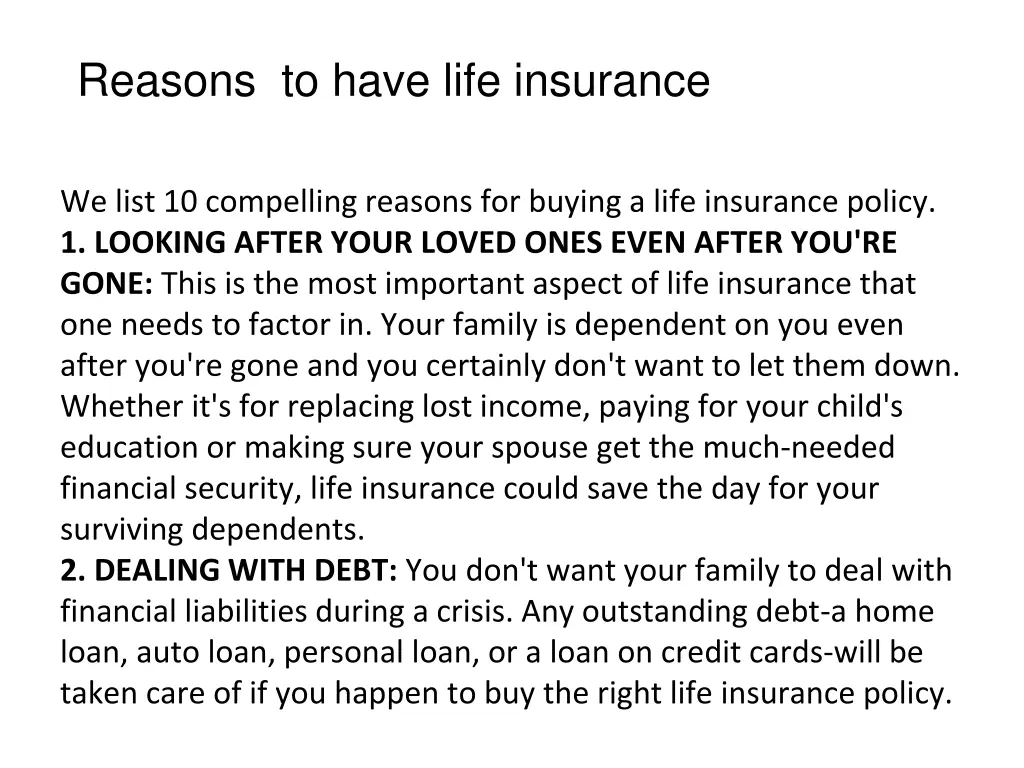 reasons to have life insurance