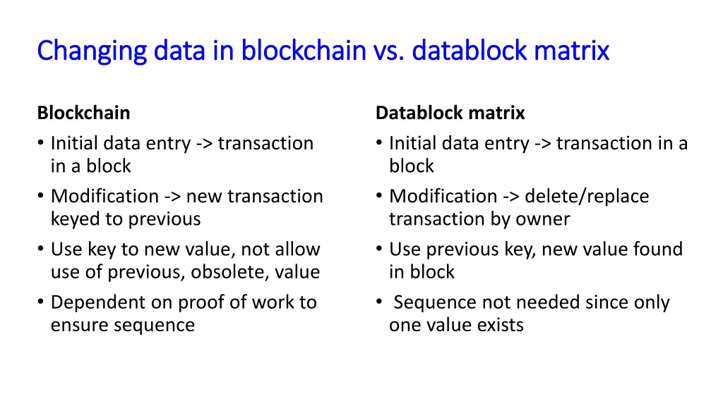 changing data in blockchain vs changing data