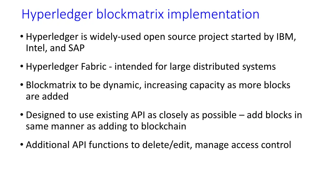 hyperledger blockmatrix implementation