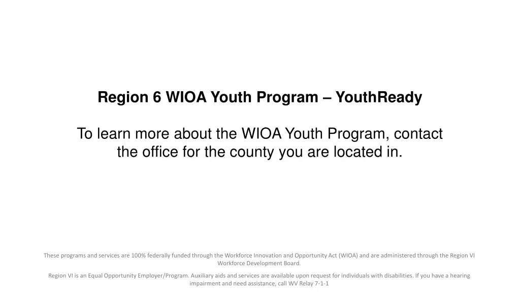 region 6 wioa youth program youthready