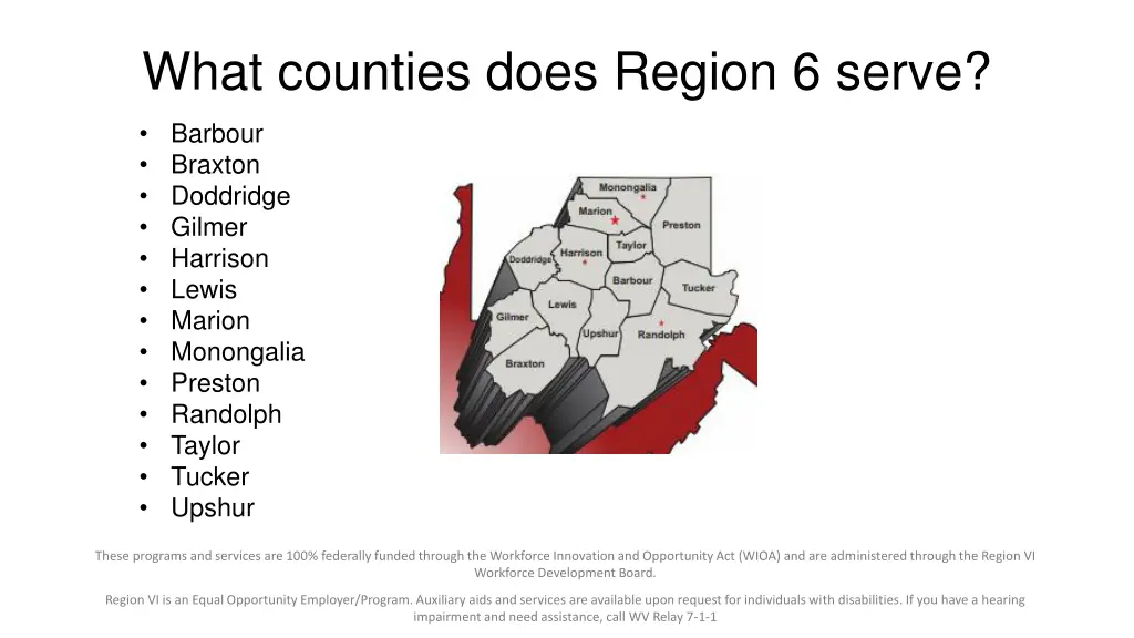 what counties does region 6 serve