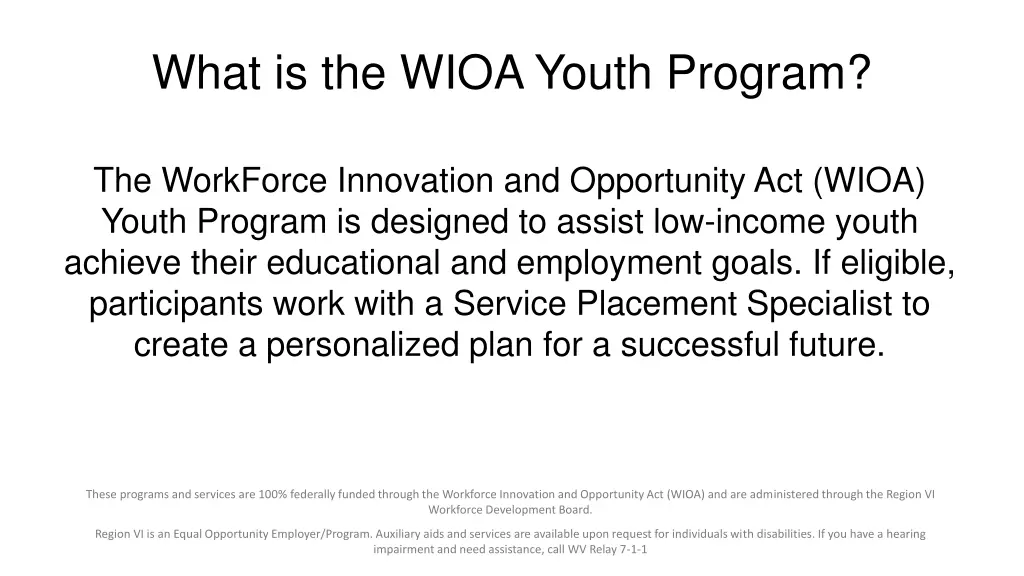 what is the wioa youth program