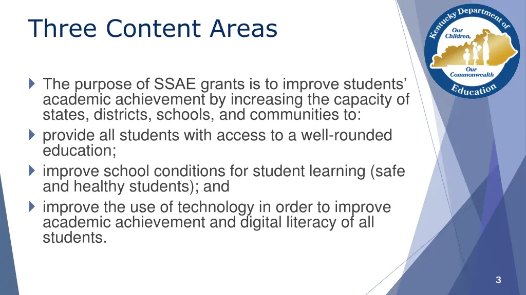 three content areas