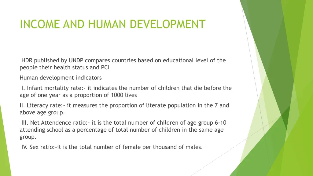 income and human development