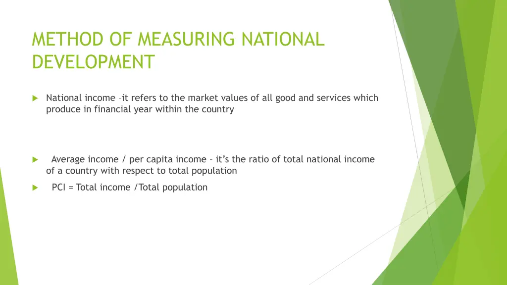 method of measuring national development