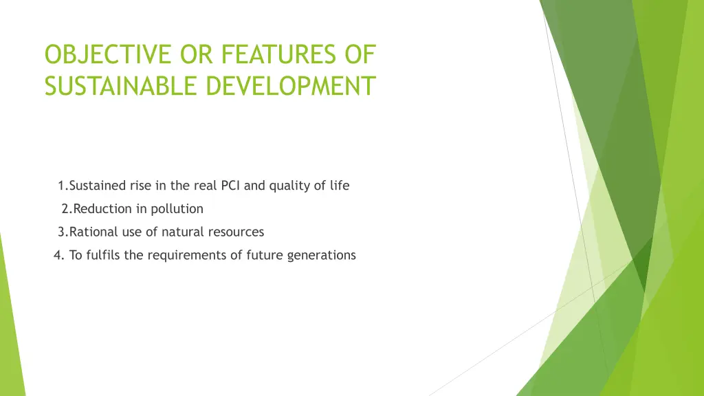 objective or features of sustainable development