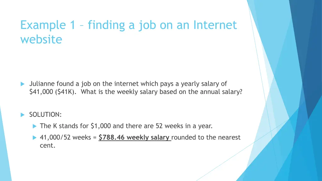 example 1 finding a job on an internet website