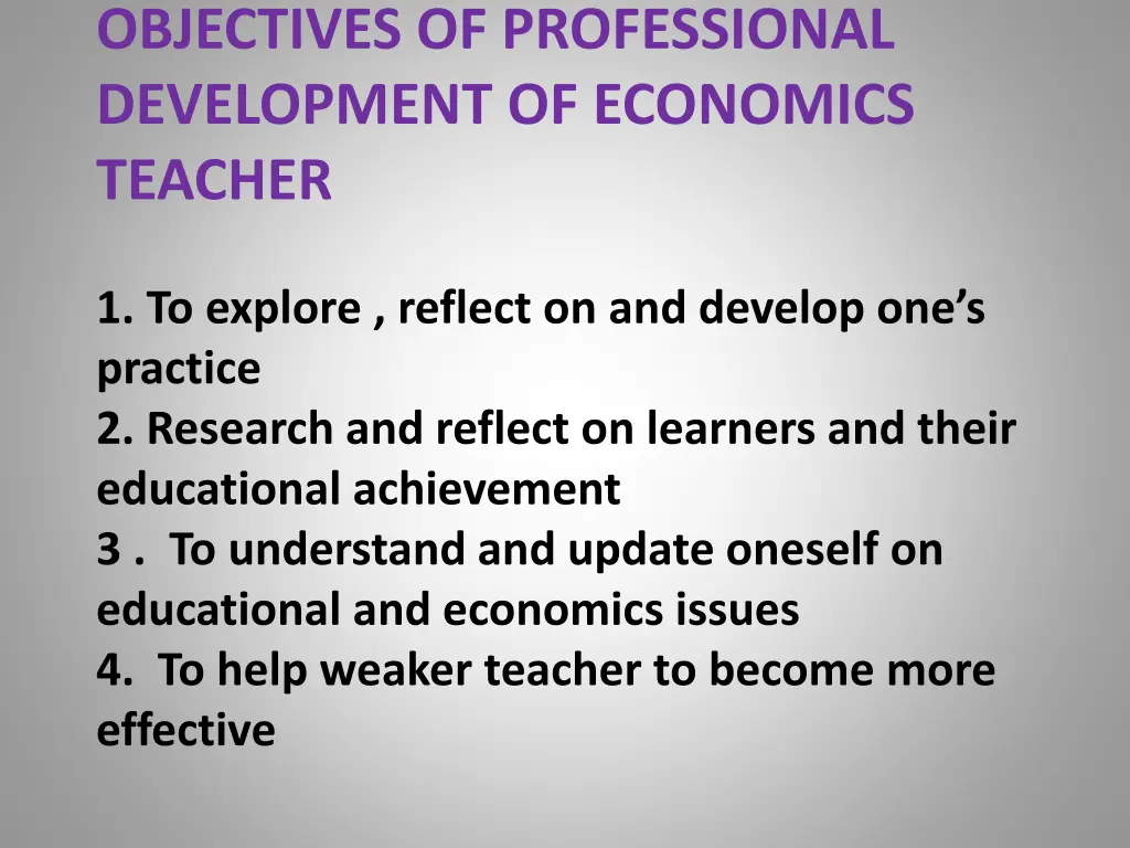 objectives of professional development