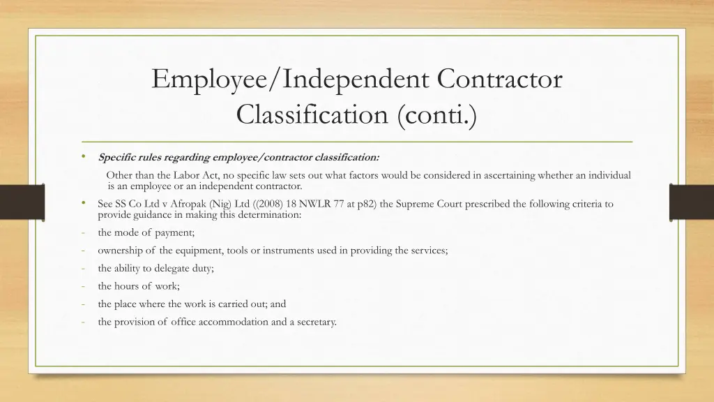 employee independent contractor classification 1