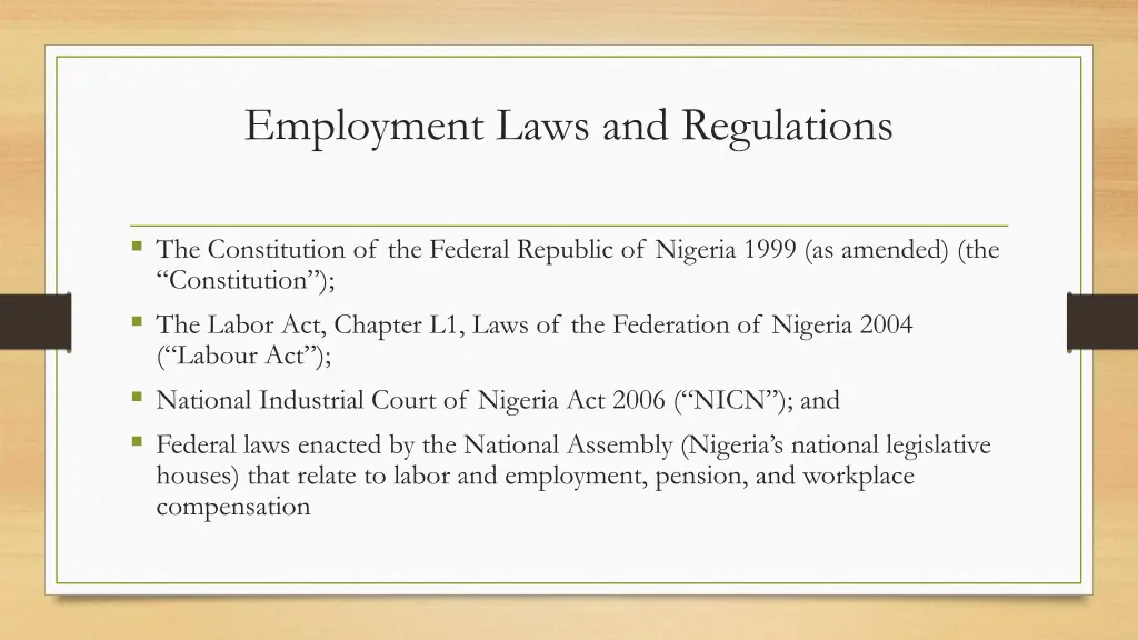 employment laws and regulations