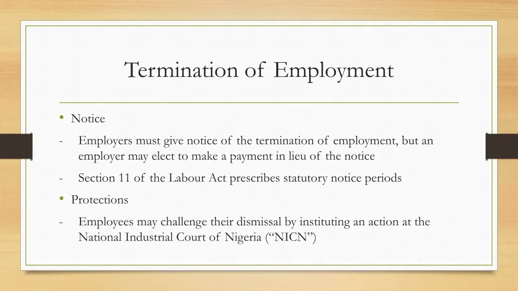 termination of employment