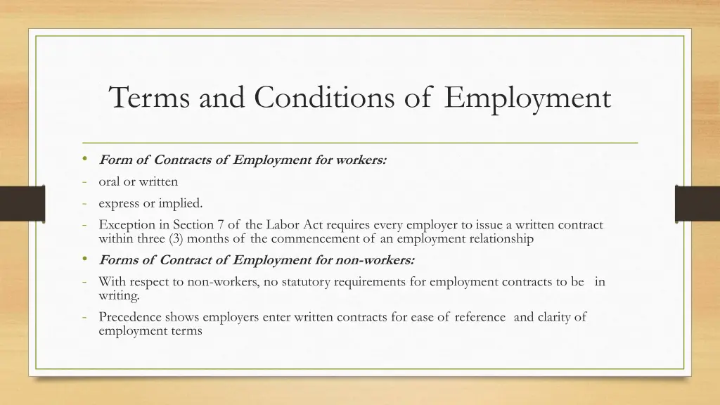 terms and conditions of employment