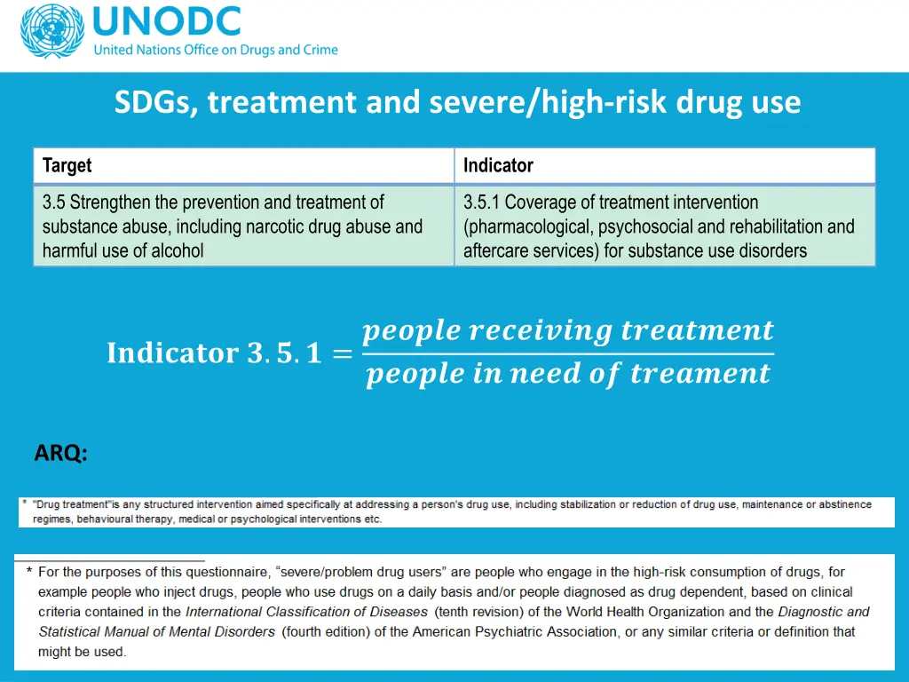 sdgs treatment and severe high risk drug use