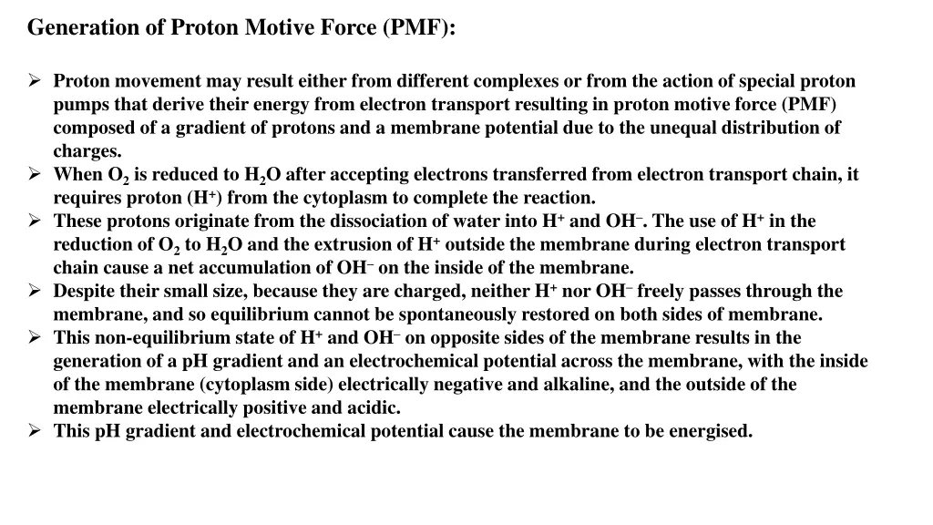 generation of proton motive force pmf