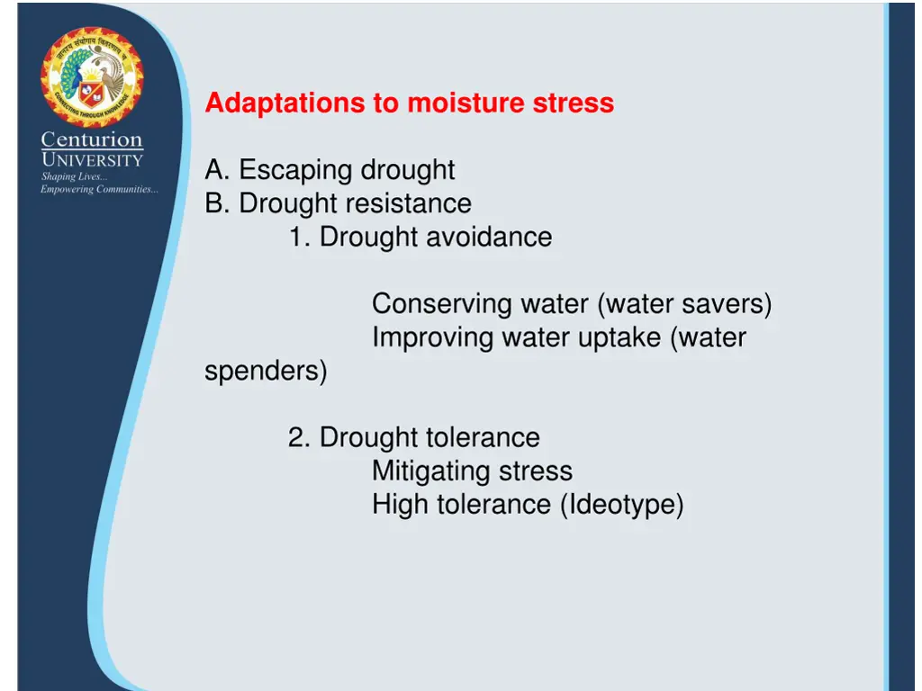 adaptations to moisture stress