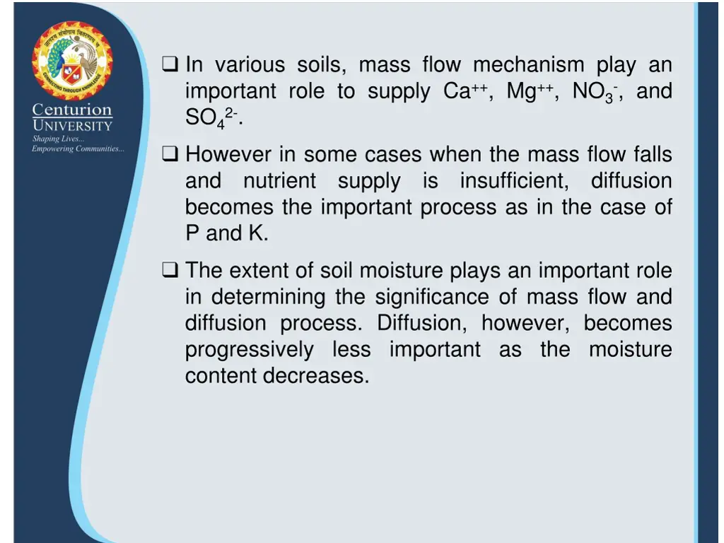 in various soils mass flow mechanism play