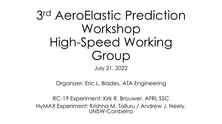 3 rd aeroelastic prediction workshop high speed