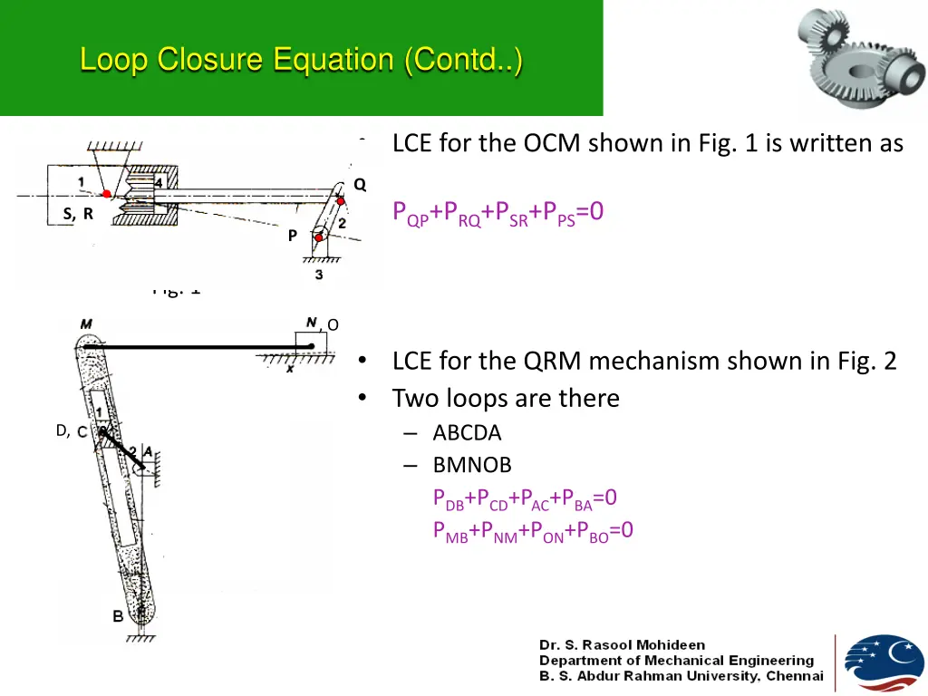 loop closure equation contd