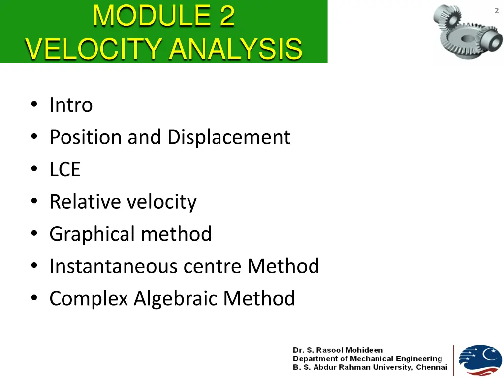 module 2 velocity analysis