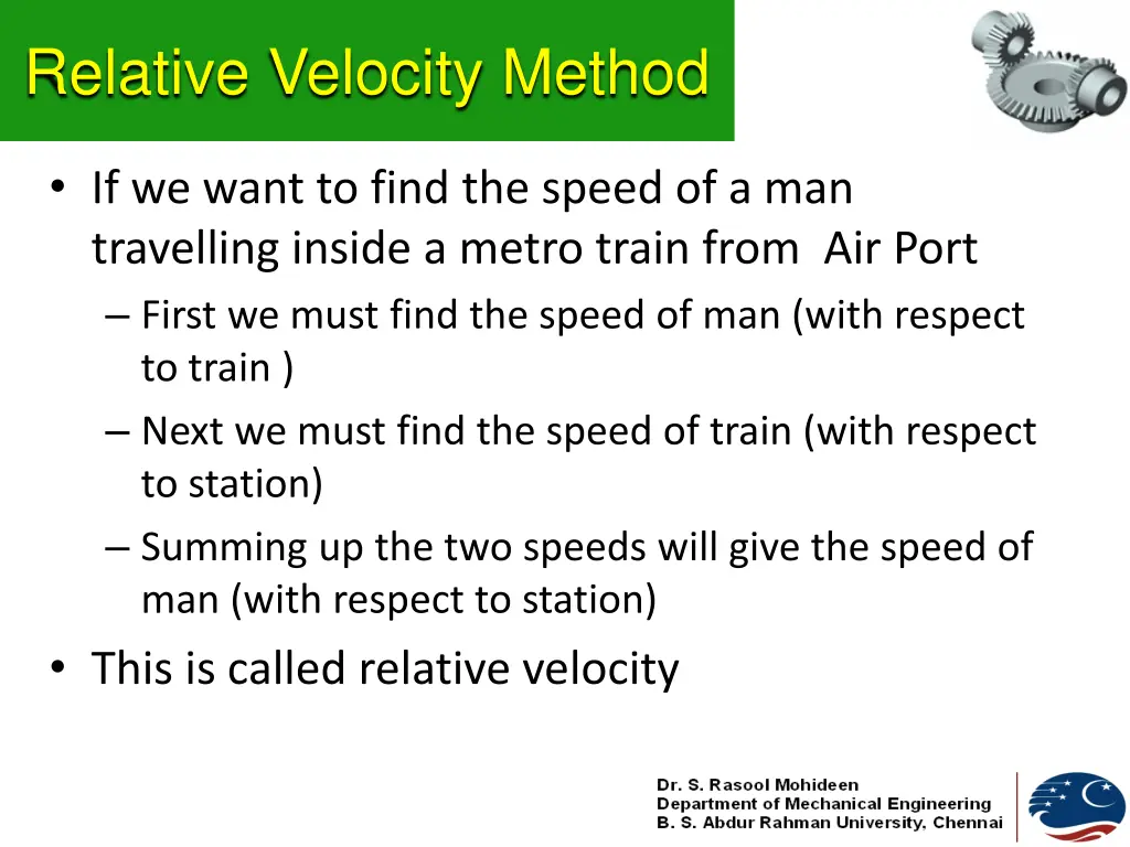 relative velocity method