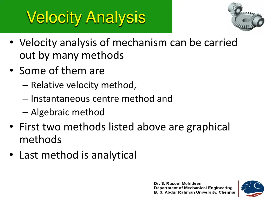 velocity analysis