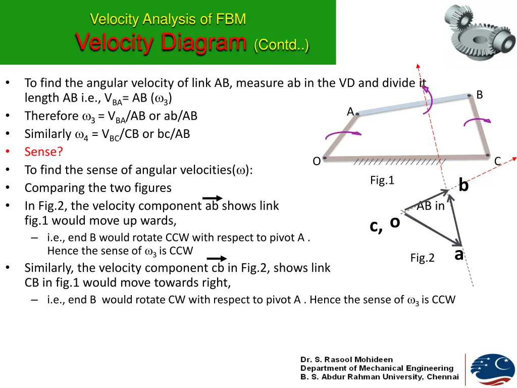 velocity analysis of fbm velocity diagram contd