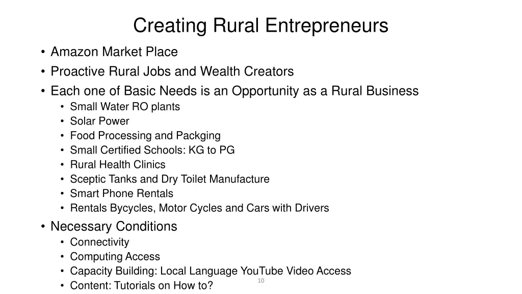 creating rural entrepreneurs