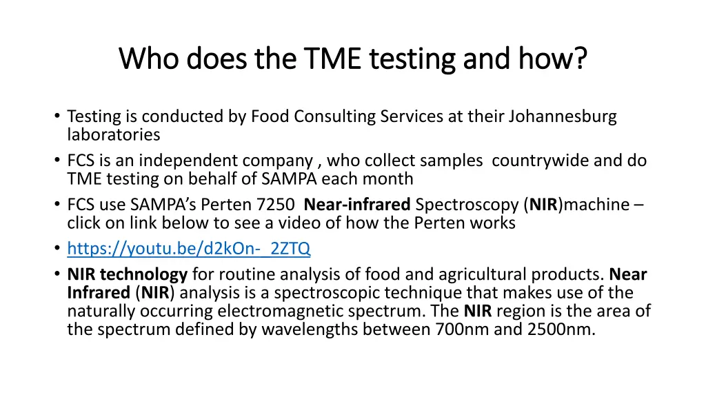 who does the tme testing and how who does