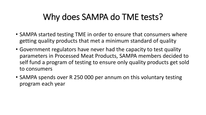 why does sampa do tme tests why does sampa