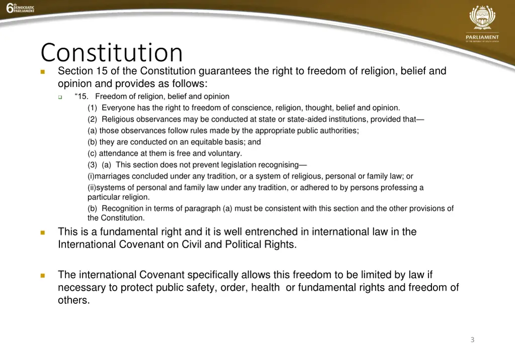 constitution section 15 of the constitution