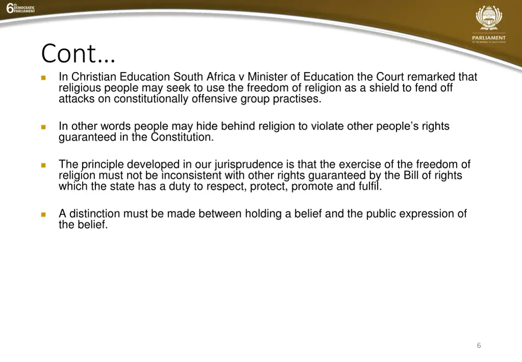 cont in christian education south africa