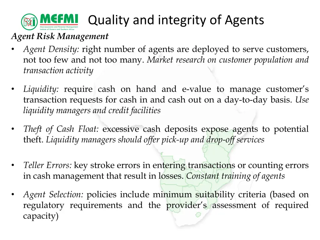 quality and integrity of agents agent risk