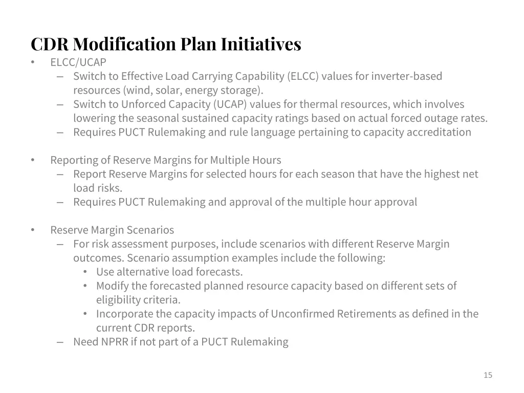 cdr modification plan initiatives elcc ucap