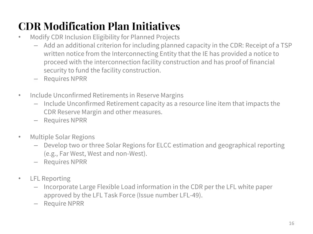 cdr modification plan initiatives modify