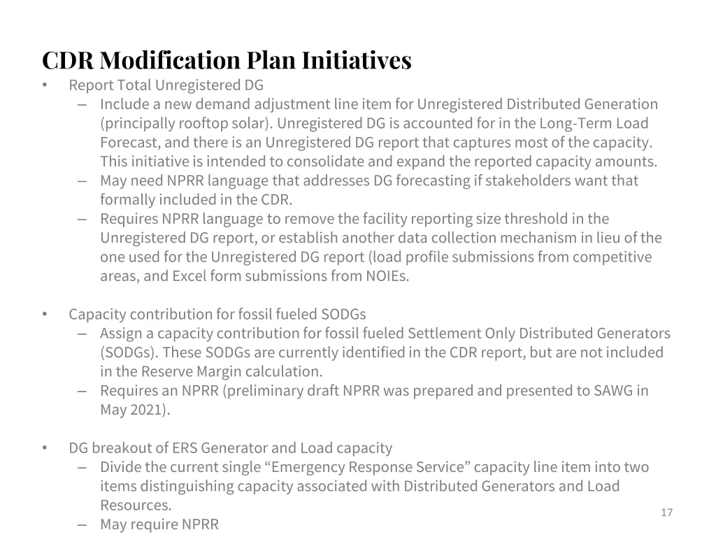 cdr modification plan initiatives report total