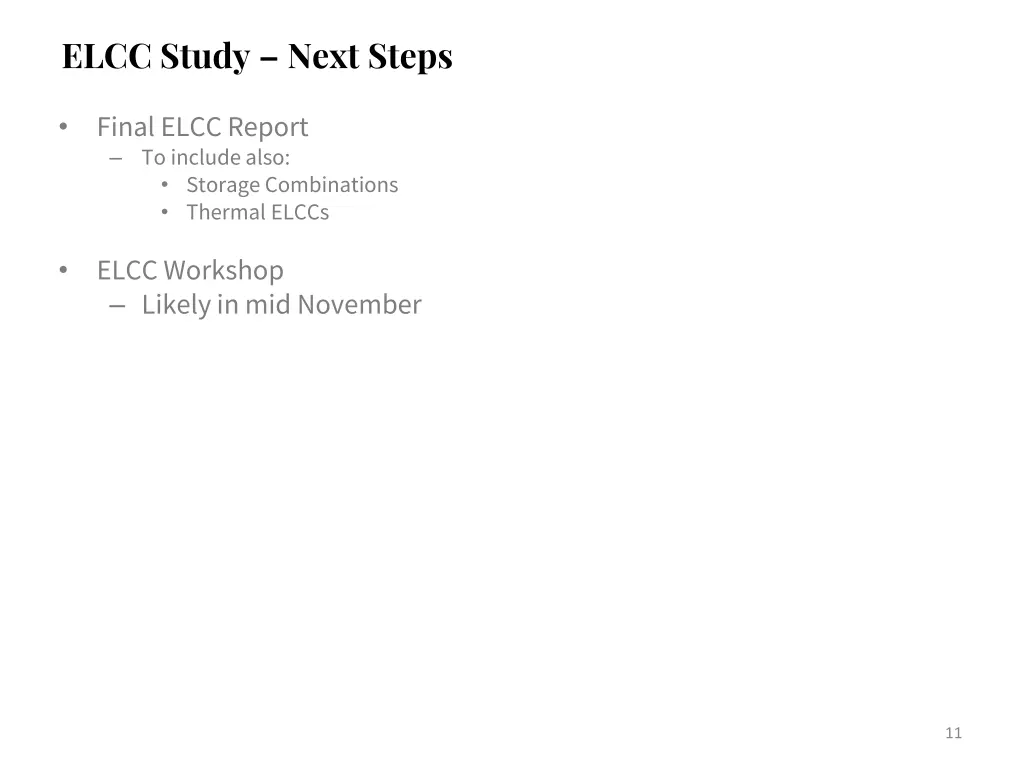 elcc study next steps