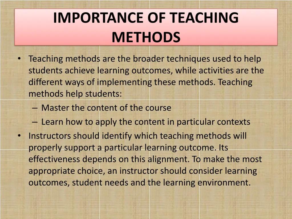 importance of teaching methods