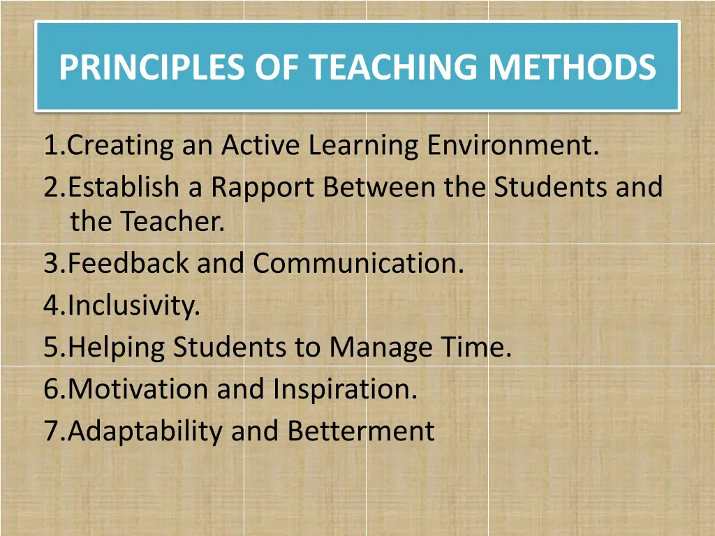 principles of teaching methods