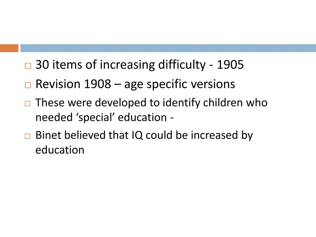 30 items of increasing difficulty 1905